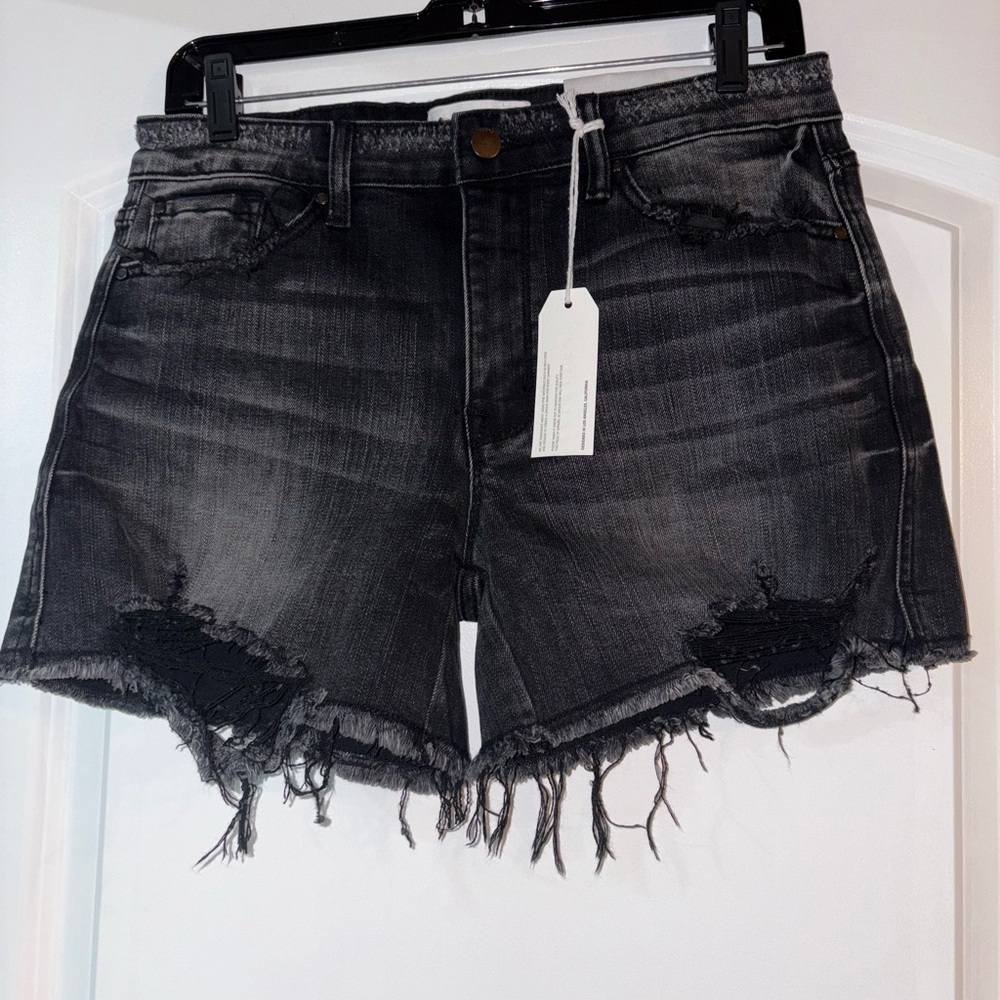 Petra 153 Black Distressed Denim Shorts